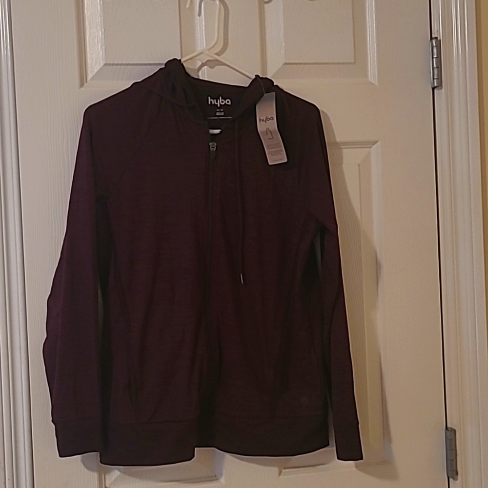 Burgundy activewear sweater.